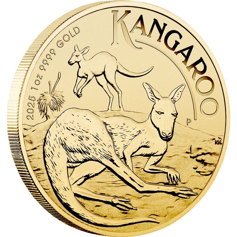 Side view of the Gold Kangaroo 1 oz - 2025