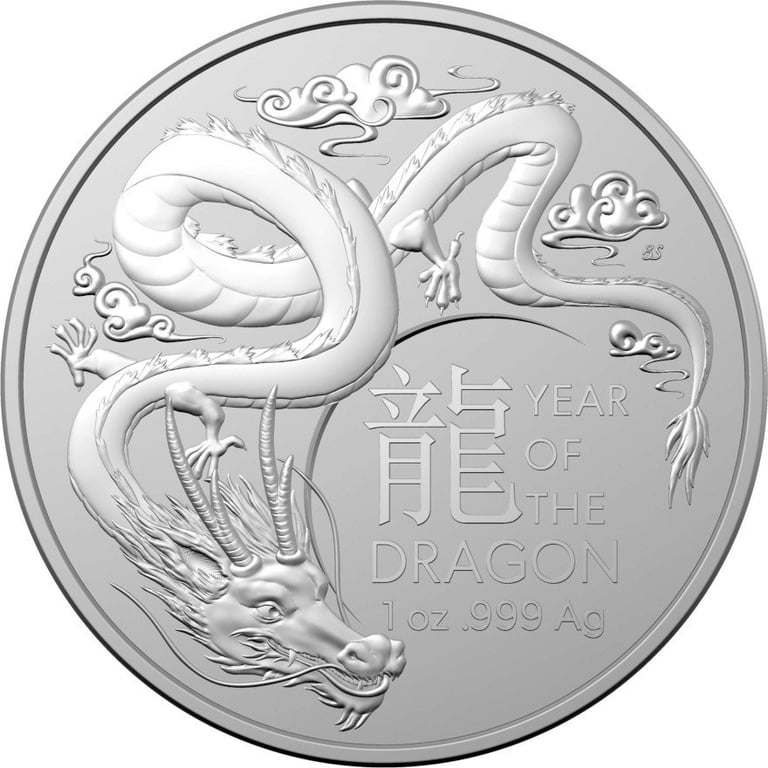 Front of the Silver Lunar Dragon 1 oz - RAM 2024