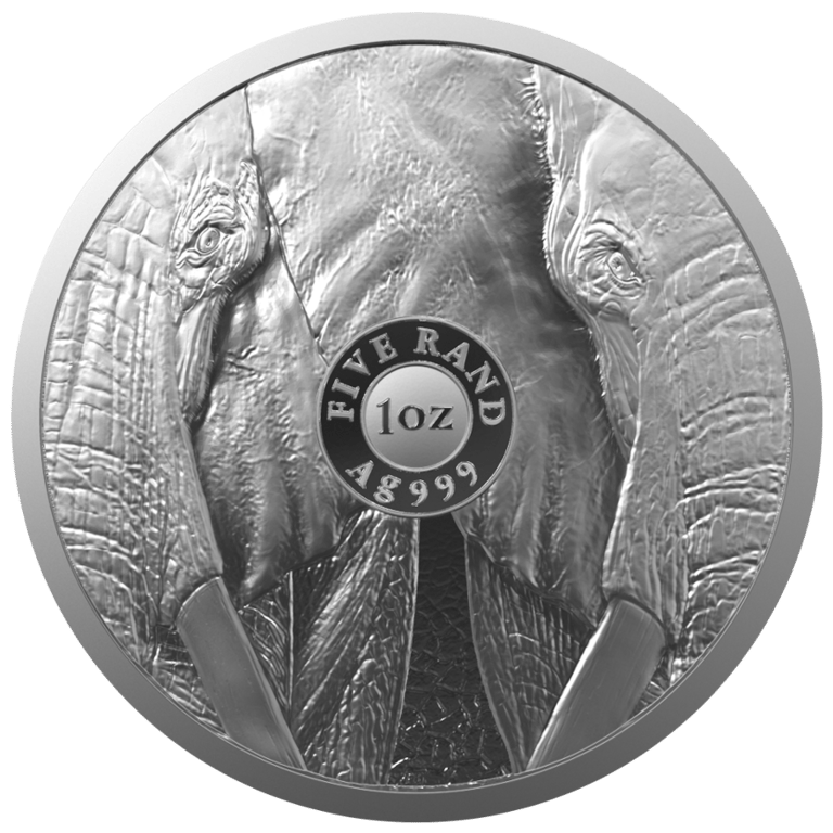 Back of the Silver Elephant 1 oz - Big Five Series II - 2021