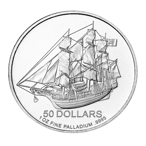 Front of the Palladium coin Cook Island 1 oz
