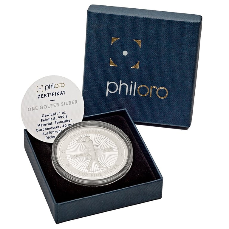 Silver One Golfer 1 oz PF - philoro in the original coin case