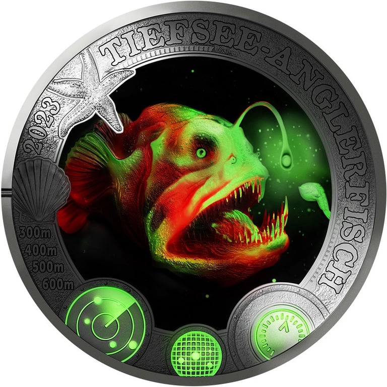 Front of the CuNi Luminous Sea Worlds “Tiefsee Anglerfisch” 3 EUR UN - 2023