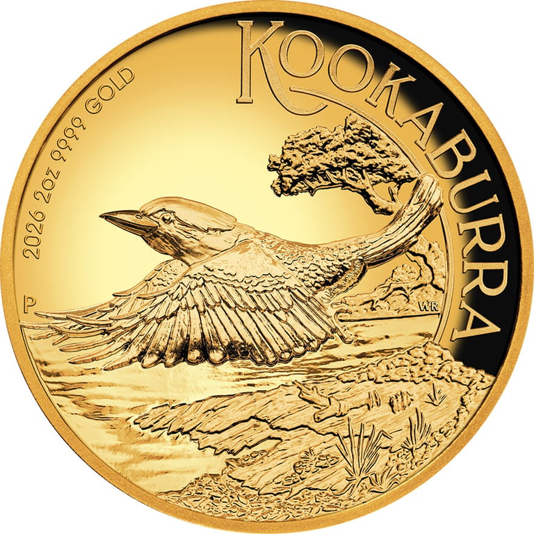 Front of Gold Kookaburra 2 oz Proof - High Relief 2026