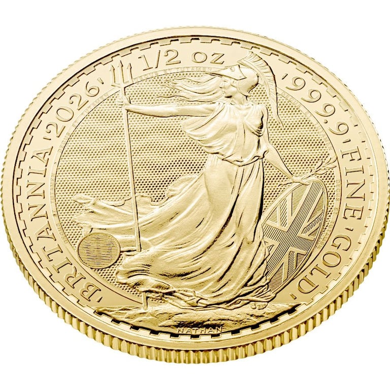 Side View of the Gold Britannia 1/2 oz - 2026