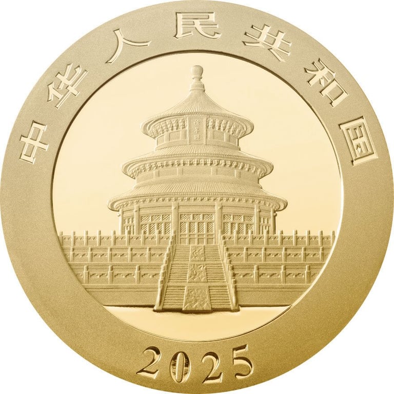 Back of the Gold China Panda 15 g - 2025