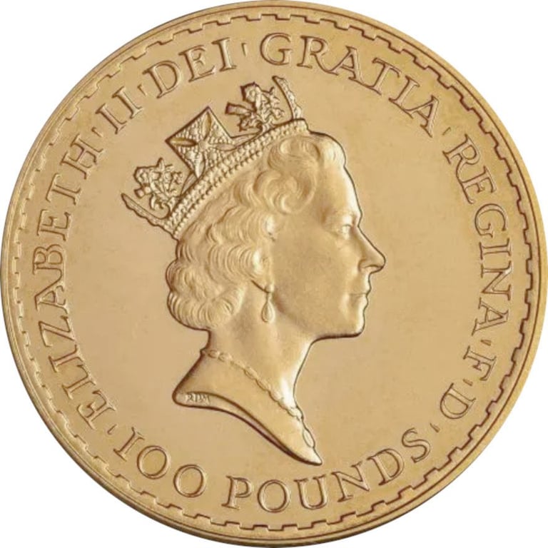 Back of the Gold Britannia 1 oz (22 carats)