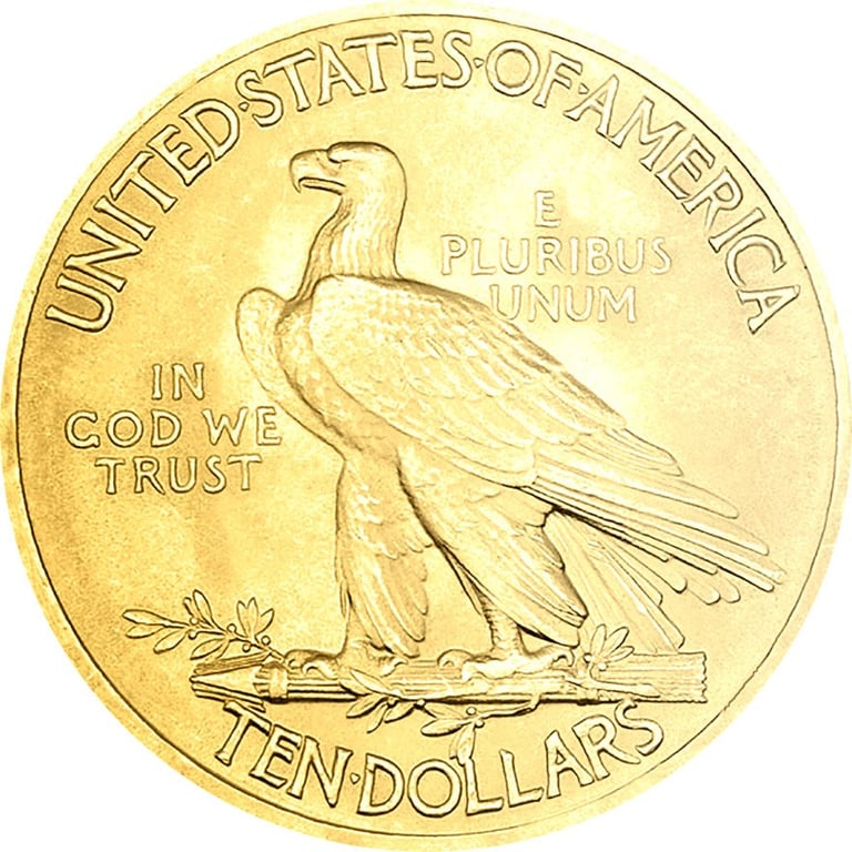 Back of the Gold Indian Head 10 Dollars
