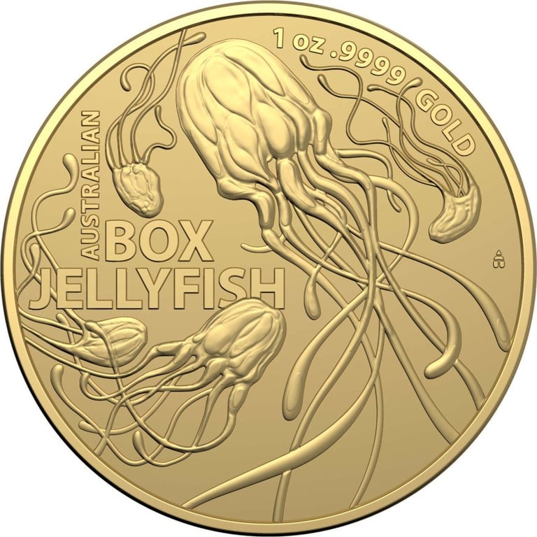 Front of the Gold Australia´s Most Dangerous 1 oz - Box Jellyfish 2023