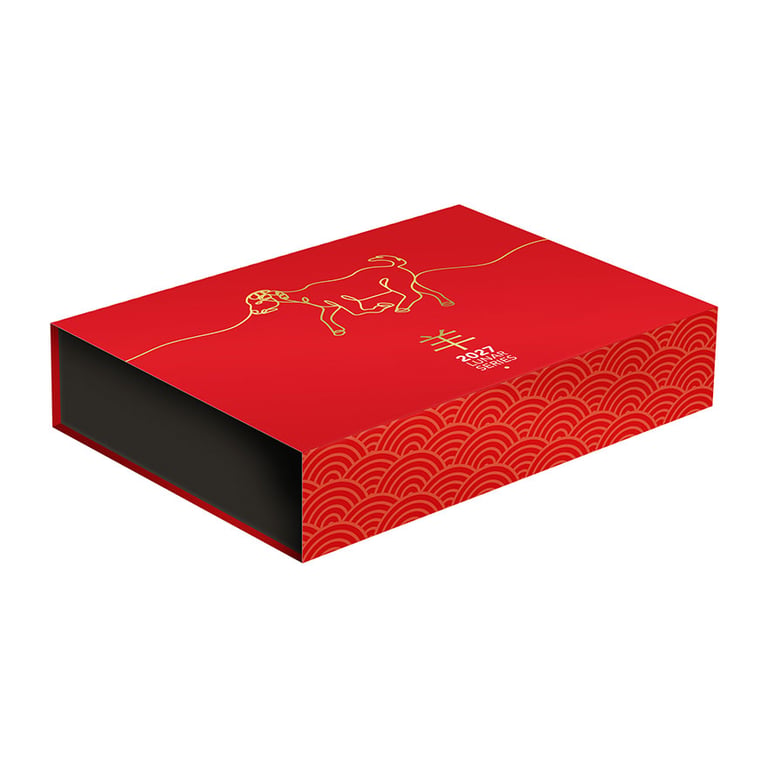 Box of Gold Lunar Goat 1 oz PF domed coin - RAM 2027