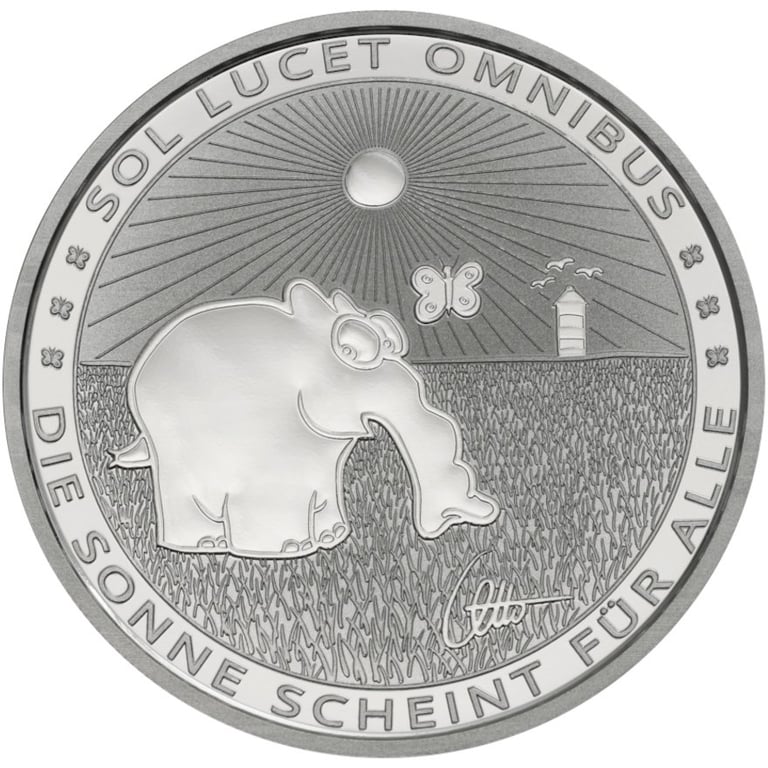 Front of the SilVer Sunny Ottifant 1 oz - Perth Mint 2021