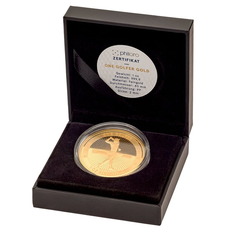 Gold One Golfer 1 oz PF - philoro in the original coin case