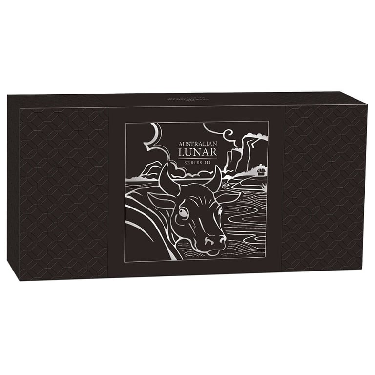 Closed Silver Lunar III 3 Coin Set Ox PF - 2021