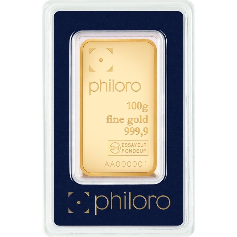 Original coin case of the Gold bar 100 g philoro