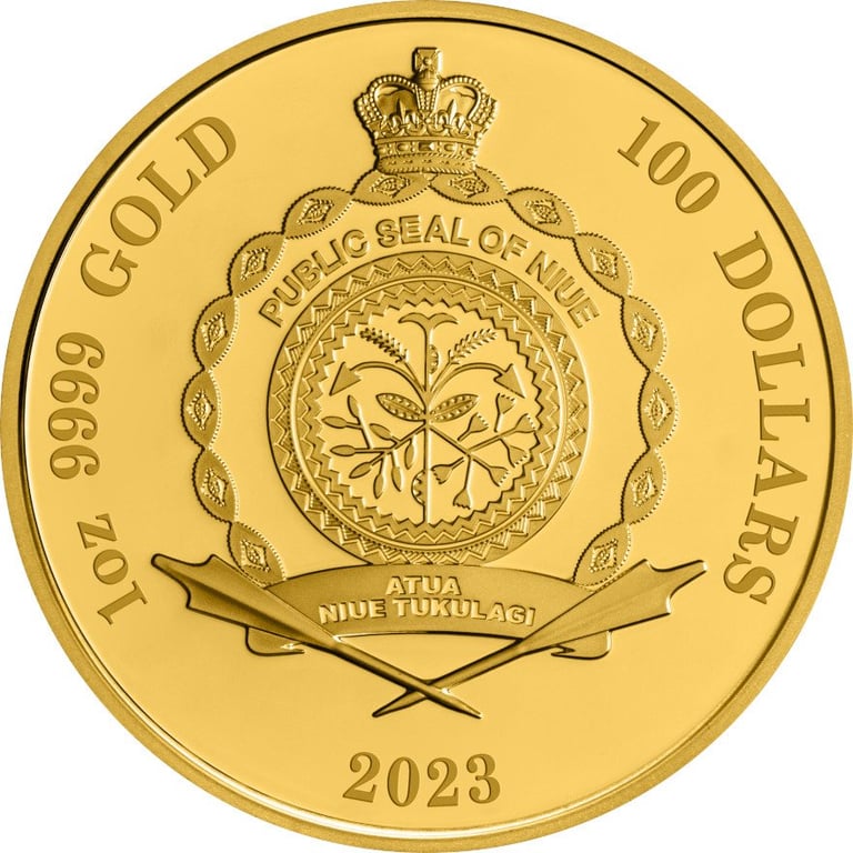 Back of the Gold Deadly & Dangerous - Tiger Shark 1 oz PF - 2023