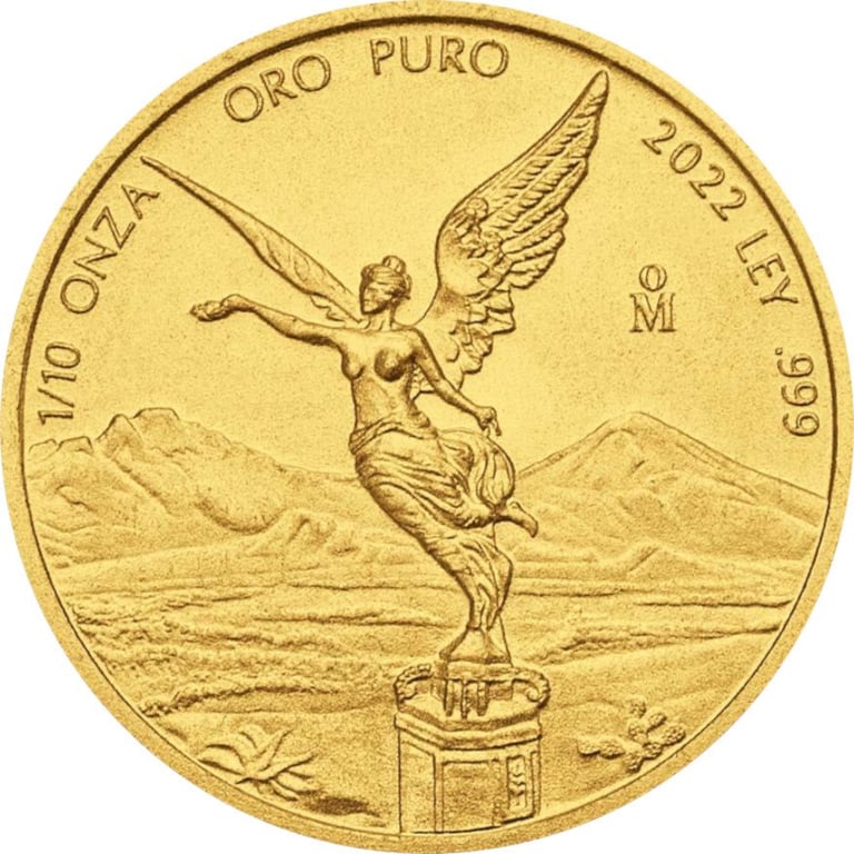 Front of the Gold Mexico Libertad 1/10 oz 