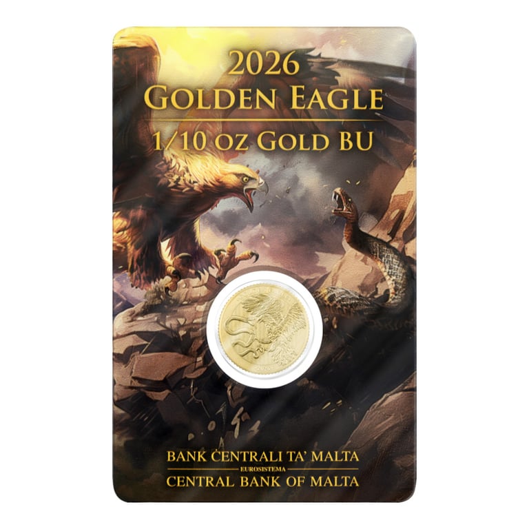Front Blister of Gold Malta Golden Eagle 1/10 oz - 2026
