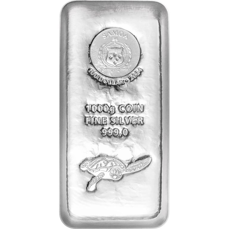 Front of the Silver Samoa Coin Bar 1000 g - 2024