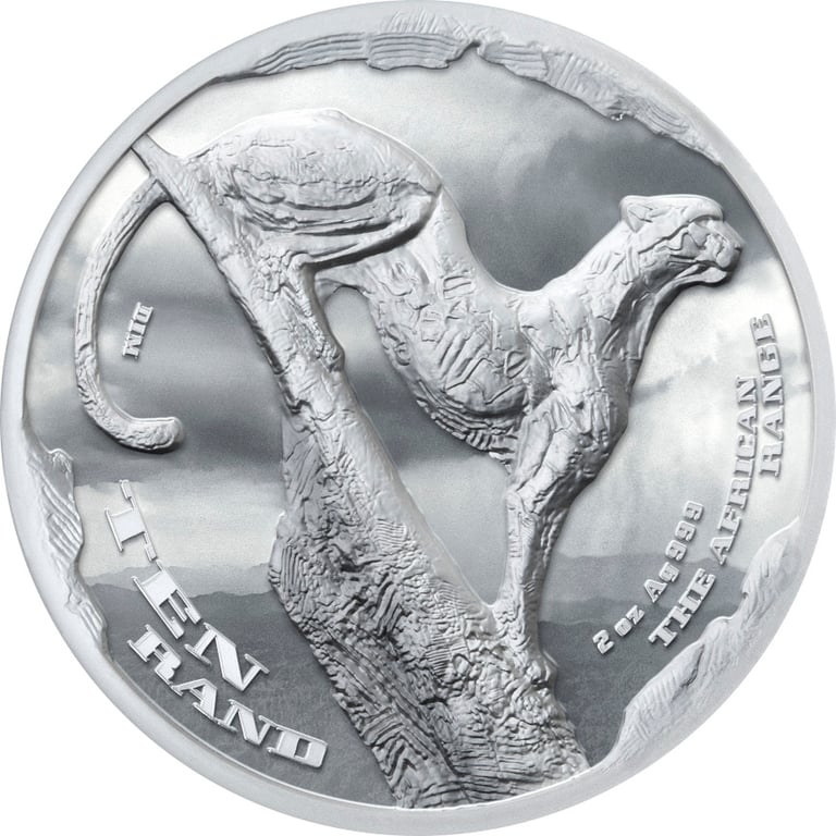 Front of Silver Cheetah 2 oz Proof - The African Range - High Relief 2026