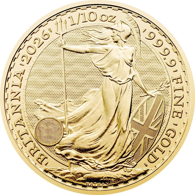 Front of the Gold Britannia 1/10 oz - 2026