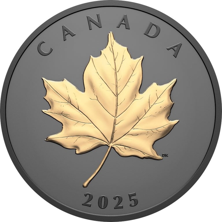 Front of the Silver Elegant Maple Leaf 1 oz - Matte Proof gilded 2025
