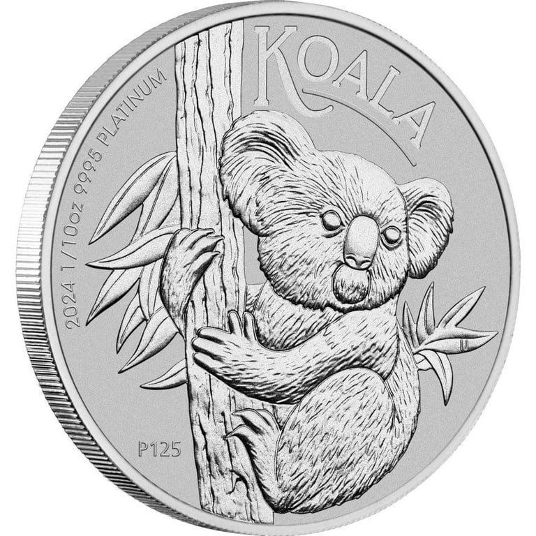 Side view of the Platinum Koala 1/10 oz - 2024