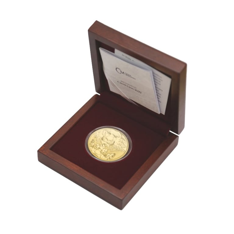Gold Czech Lion 2 oz RP - 2023 in the original coin case