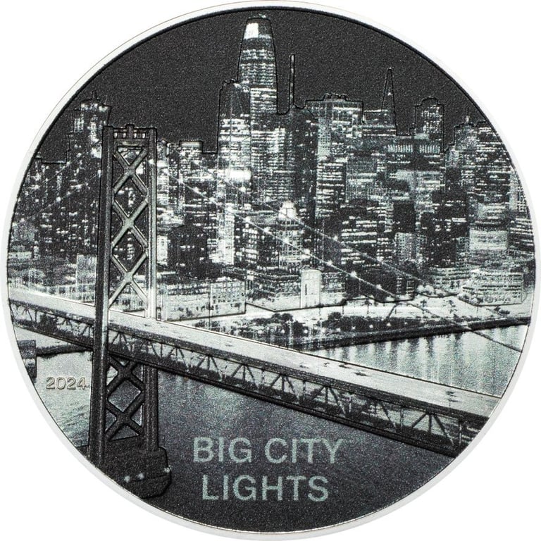 Front of the Silver Big City Lights - San Francisco 1 oz PF - High Relief 2024