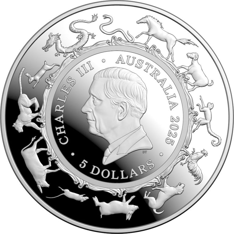 Back of the Silver Lunar Snake 1 oz PF domed coin - RAM 2025
