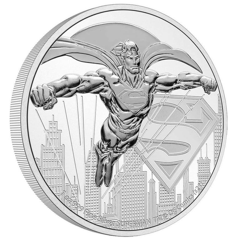 Side view of the Silver Superman 1 oz - 2021