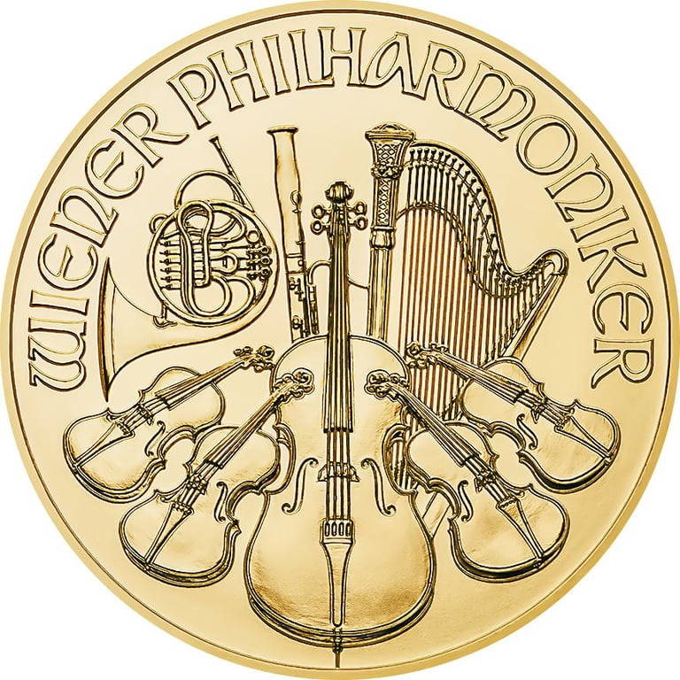 Front of the Gold Philharmonic 1/2 oz - EUR