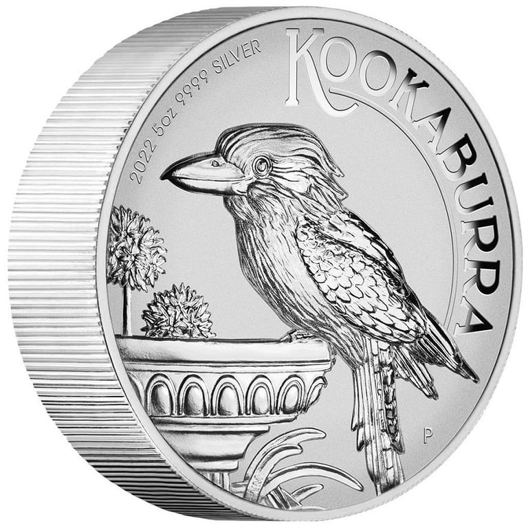 Side view of the Silver Kookaburra 5 oz PF - Incuse 2022