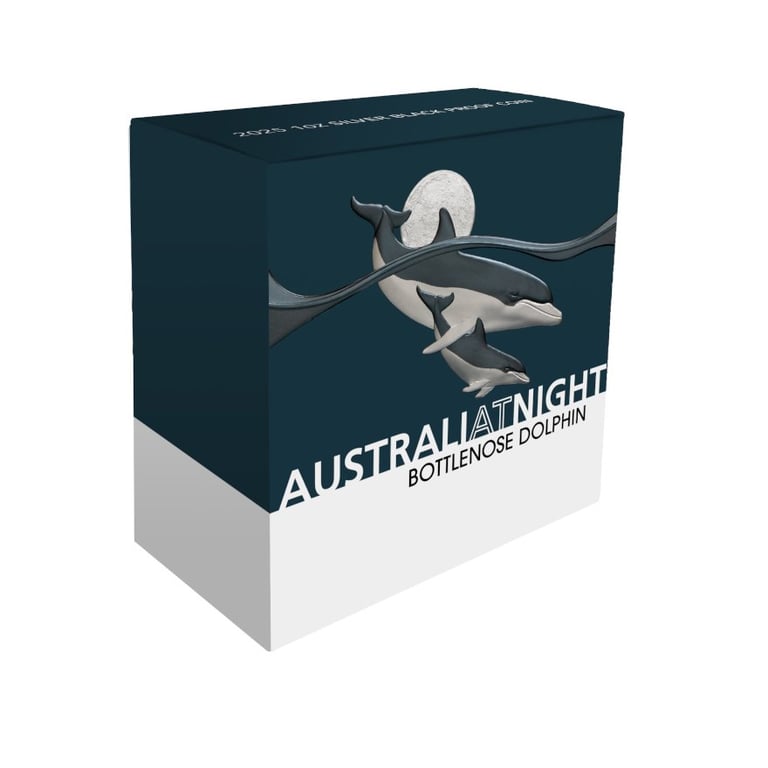 Original coin case of the Silver Bottlenose Dolphin 1 oz Black Proof - 2025