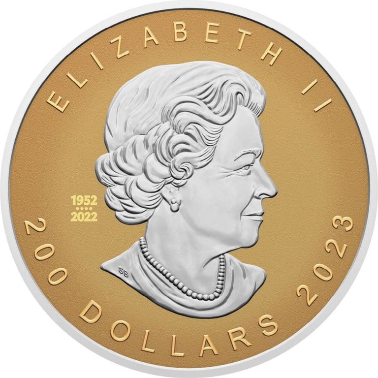 Back of the Gold Maple Leaf 1 oz RP - Ultra High Relief 2023