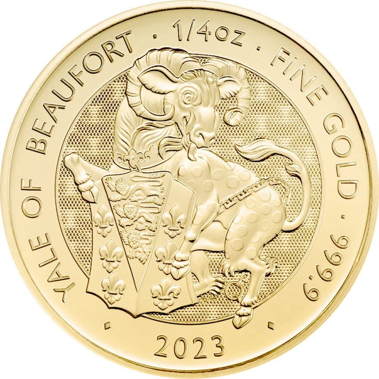 Front of the Gold Yale of Beaufort 1/4 oz - Royal Tudor Beasts 2023