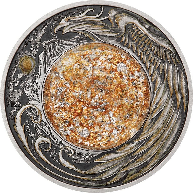 Front of the Silver Alicanto 2 oz - Antique Finish