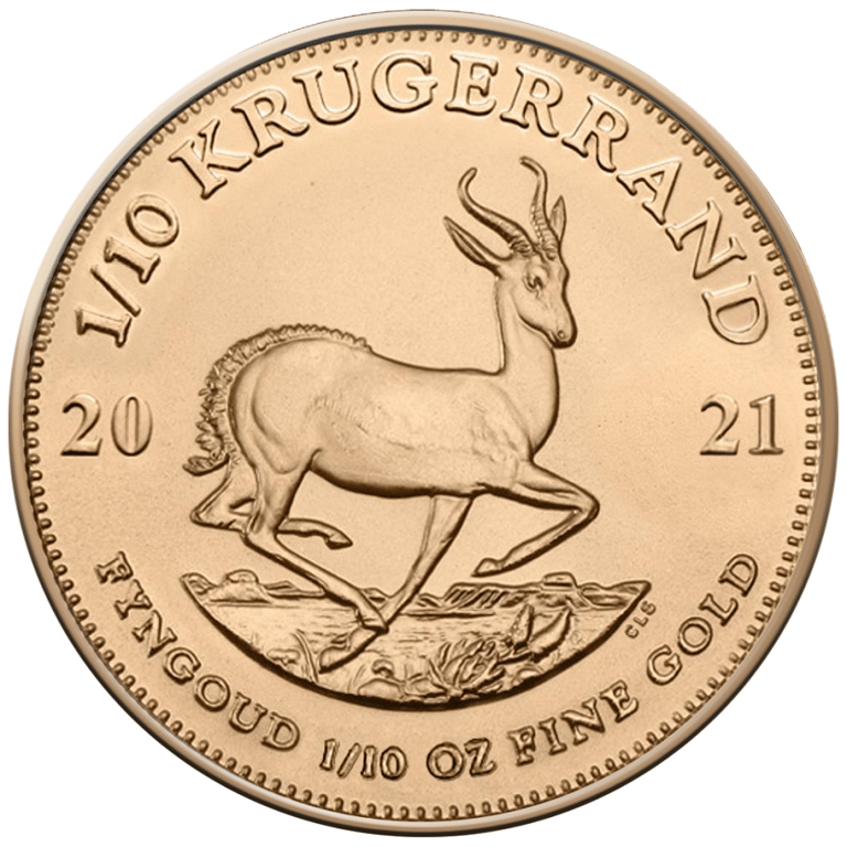 Back of the Gold Krugerrand 1/10 oz