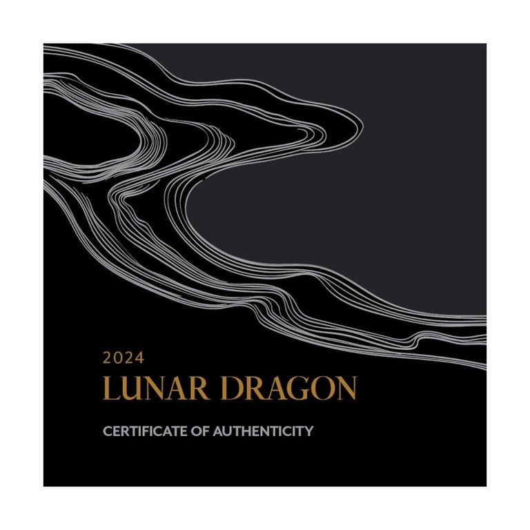 Original coin case of the Silver Year of the Dragon - 5 oz Black Proof - Partially Gold-Plated 2024