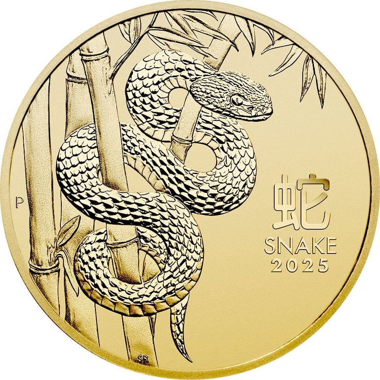 Front of the Gold Lunar III 1/2 oz - Snake 2025