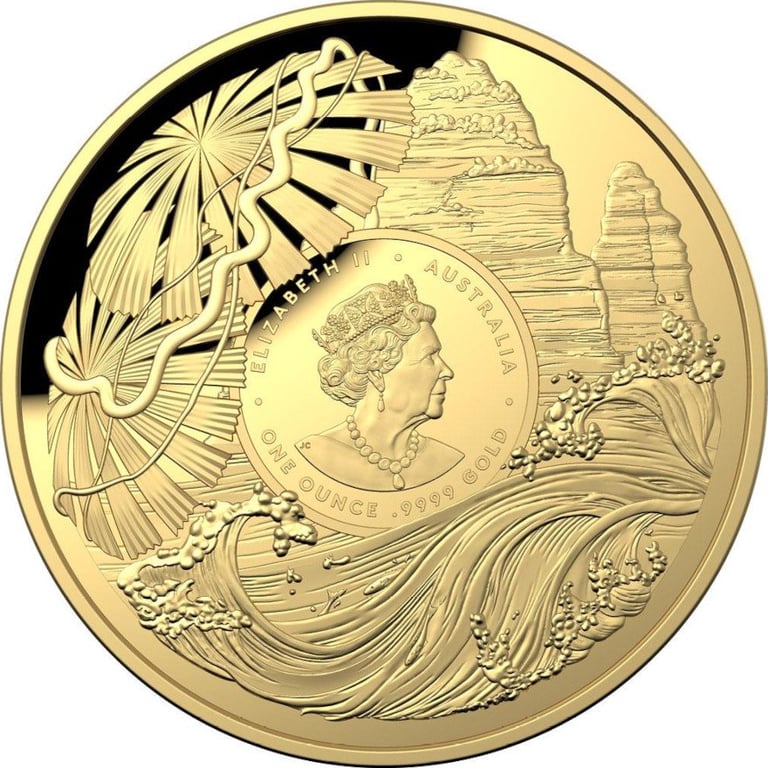Back of the Gold Daintree Rainforest 1 oz PF - domed mintage 2022