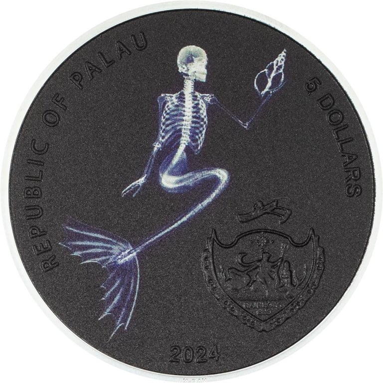 Back of the Silver X-Ray The Last Mermaid 1 oz - Ultra High Relief - 2024