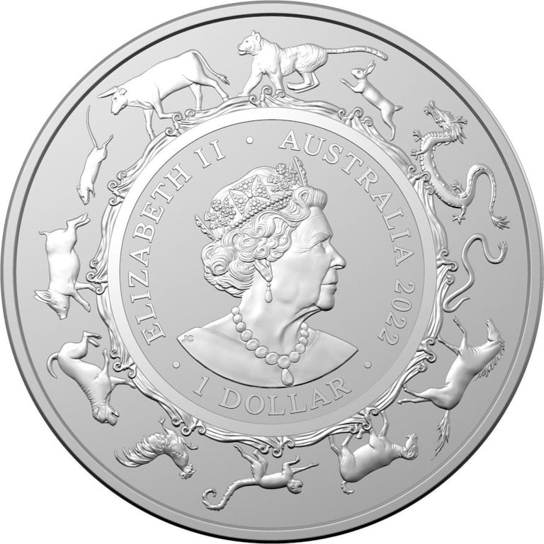 Back of the Silver Lunar Tiger 1 oz - RAM 2022