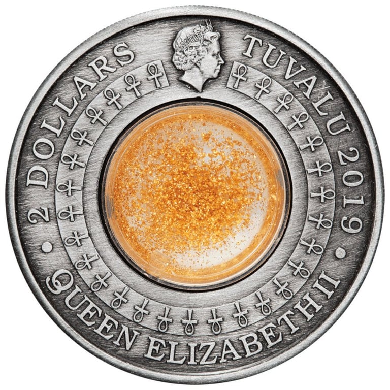 Back of the Silver Treasures of Ancient Egypt 2 oz Antique Finish 2019