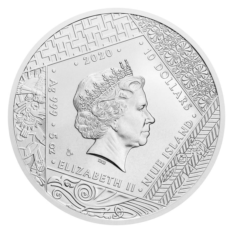 Back of the Silver 5 oz Old Gods - Quetzalcoatl 2020