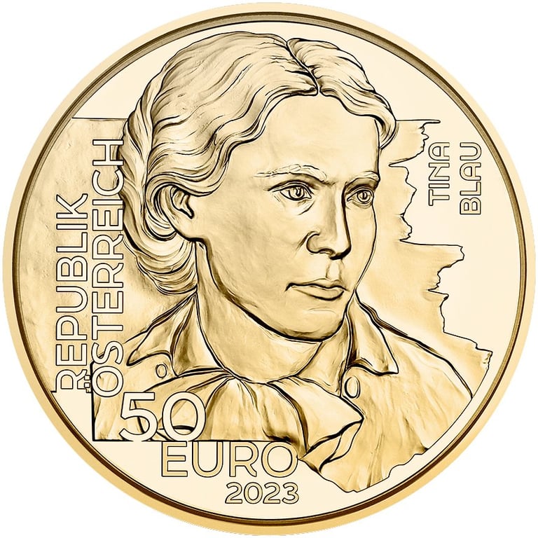 Front of the Gold Austria’s Unsung Heroines - ""Tina Blau"" 50 EUR AUT PF - 2023