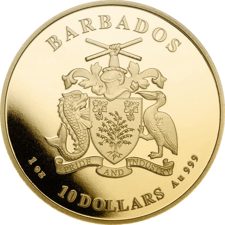 Back of the Gold Barbados Seahorse 1 oz - 2023