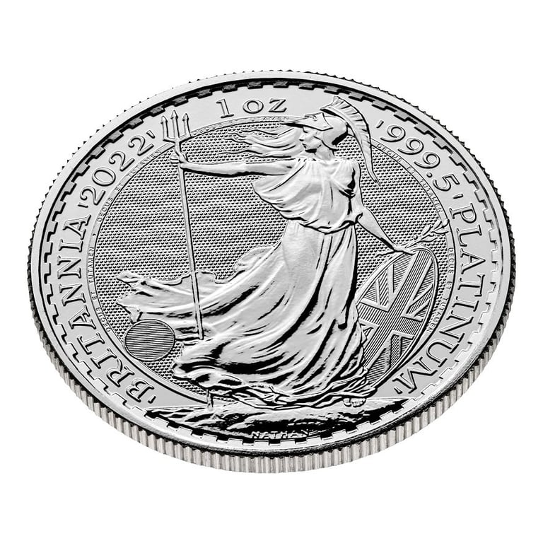 Side view of the Platinum Britannia 1 oz - 2022