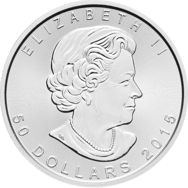 Back of the Platinum coin Maple Leaf 1 oz 