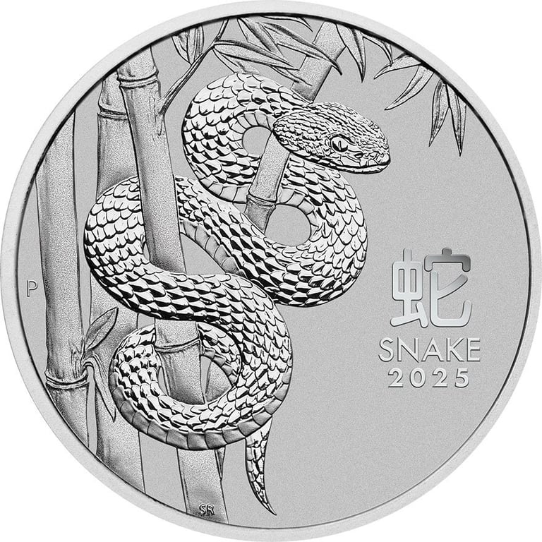 Front of the Platinum Lunar III 1 oz - Snake 2025