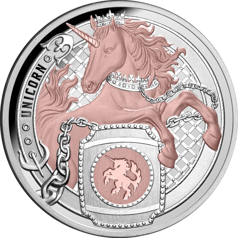 Front of Silver Heraldic Beasts  1 oz Proof - Unicorn 2026