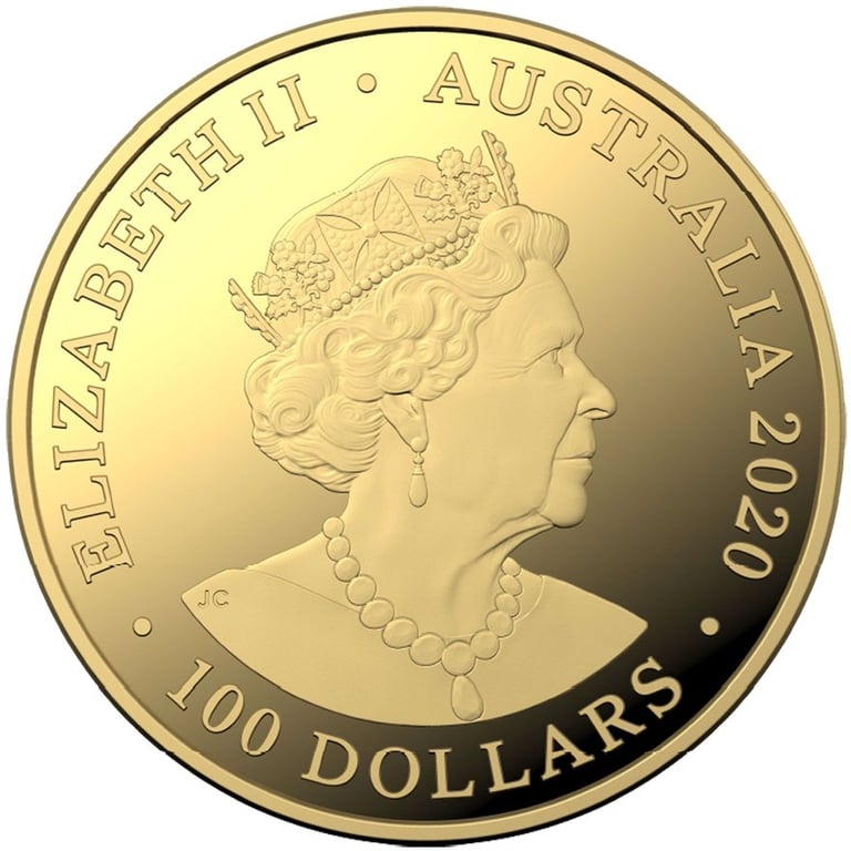Back of the Gold Spinner Dolphin 1 oz - RAM 2020